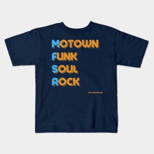 Back logo, Motown Funk Soul Rock on front Kids T-Shirt